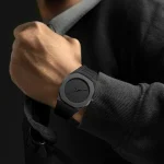 Arabic Digital Plastic Carbon Fiber body Strap Quartz Men's Watch Casual Resistant -Full Black