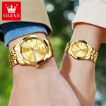 OLEVS 9989 Luxury Water Resistant-Full Gold Couple Watch - Image 2