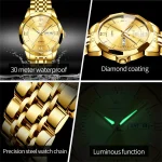 OLEVS 9989 Luxury Water Resistant-Full Gold Couple Watch - Image 3