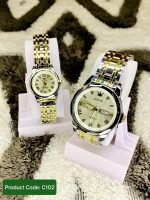 OLEVS 9989 Luxury Water Resistant-Full White Couple Watch