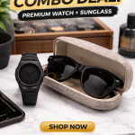 Premium Black Aura Watch & Sunglass Combo