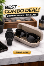Premium Black Aura Watch & Sunglass Combo