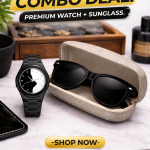 Premium Black Aura Watch & Sunglass Combo