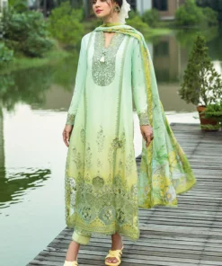 Alternative view of Unstitched 3 Piece Luxury Embroidered Lawn Dress Mushq Solace Unione
