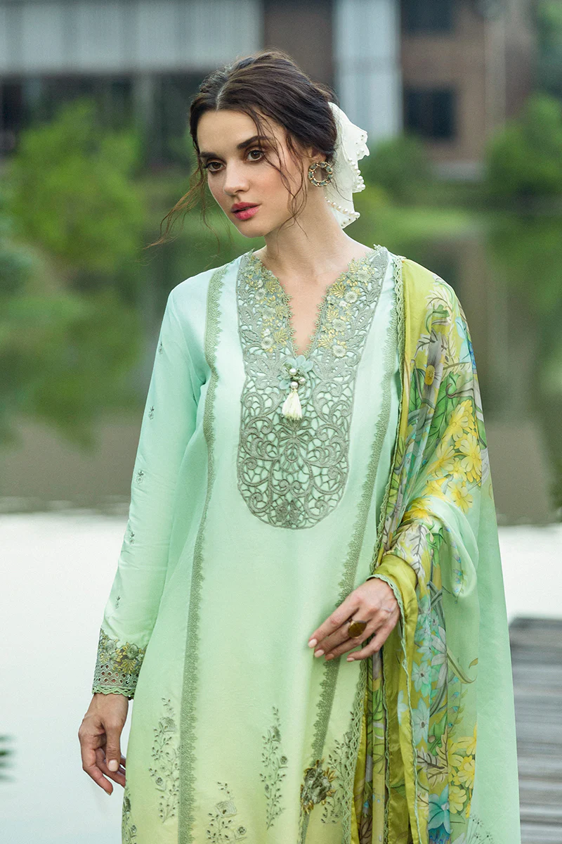 Unstitched 3 Piece Luxury Embroidered Lawn Dress Mushq Solace Unione - Image 5