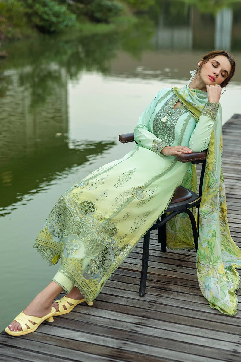 Unstitched 3 Piece Luxury Embroidered Lawn Dress Mushq Solace Unione - Image 4