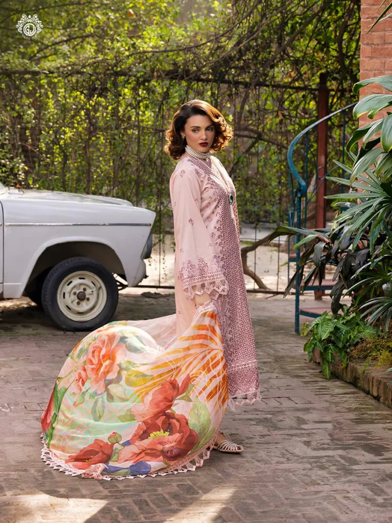 Unstitched 3Pc Embroidered Luxury Lawn Dress GullJee Sophie 109 - Image 4