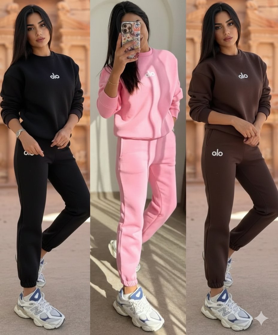 Alo-Inspired Cozy Fleece Oversized Sweat Suit | Women's Relaxed Jogger & Pullover Set - Image 6