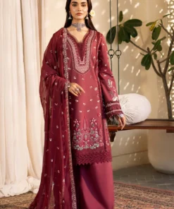 Unstitched 3Pc Embroidered Luxury Lawn Dress GullJee Sophie 108