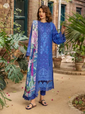 Unstitched 3Pc Embroidered Luxury Lawn Dress GullJee Sophie 108