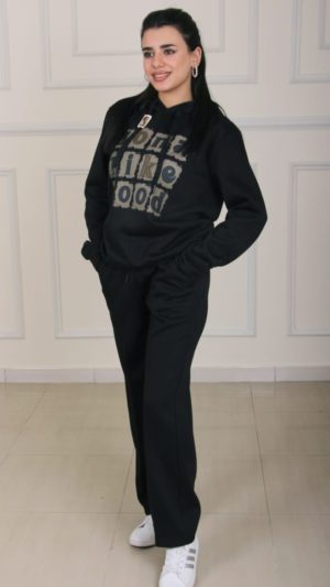 Women's Cozy Fleece Tracksuit Set – Hooded Sweatshirt & Jogger Pants Loungewear