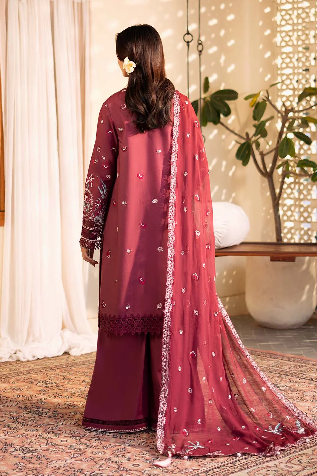 Unstitched 3Pc Embroidered Luxury Lawn Dress GullJee Sophie 108 - Image 4