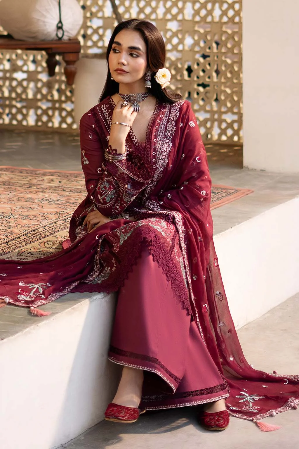 Unstitched 3Pc Embroidered Luxury Lawn Dress GullJee Sophie 108 - Image 5