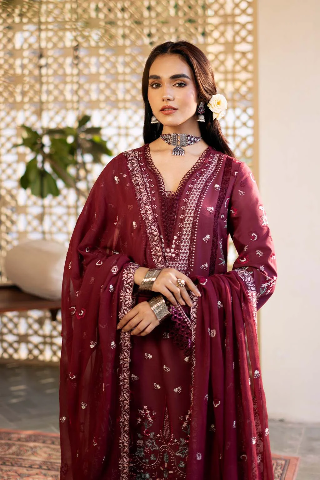 Unstitched 3Pc Embroidered Luxury Lawn Dress GullJee Sophie 108 - Image 6