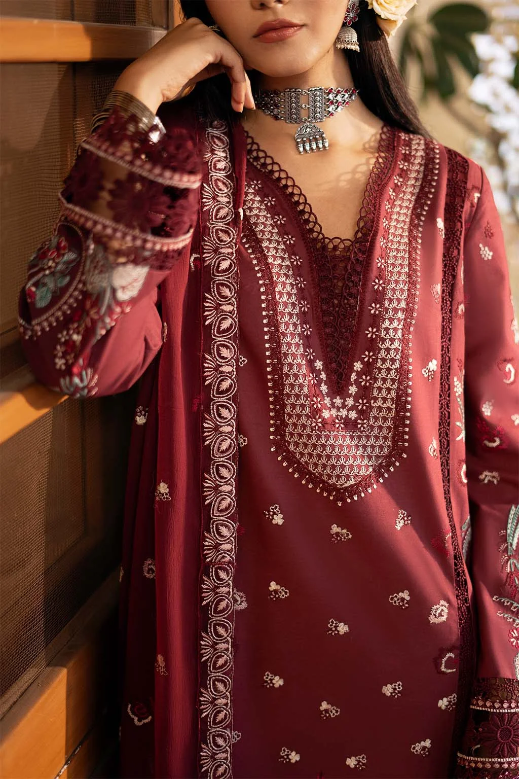 Unstitched 3Pc Embroidered Luxury Lawn Dress GullJee Sophie 108 - Image 2